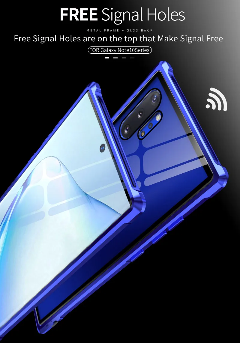 Роскошный чехол с металлической рамкой для samsung Galaxy Note 10 Plus 10+ чехол для телефона, алюминиевый бампер, прозрачная задняя крышка из закаленного стекла