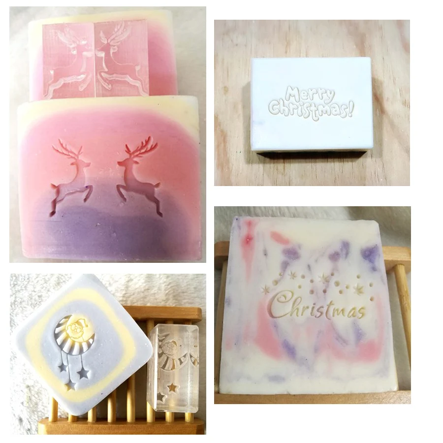 Christmas Tree Soap Stamp Rectangle Soap Embossing Stamp Clear