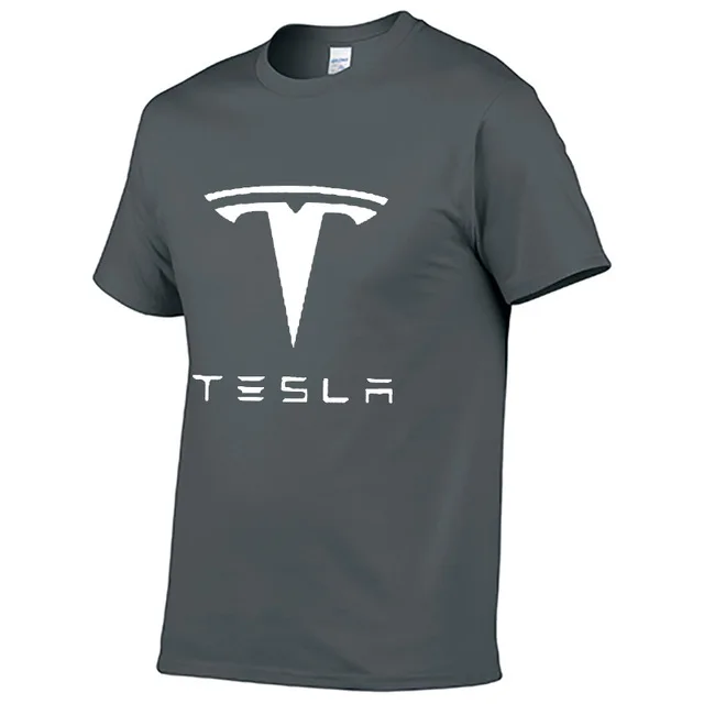 Мужская футболка с коротким рукавом и логотипом машины Tesla, летняя повседневная мужская однотонная хлопковая футболка, модная одежда в стиле хип-хоп Харадзюку - Цвет: as picture