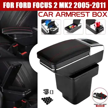 

PU Leather Car Central Armrest Arm Rest Storage Box Case For Ford For Focus 2 Mk2 2005 2006 2007 2008 2009 2010 2011