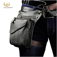 Bolso bandolera de hombro Casual con diseño multifunción de cuero auténtico para hombre, riñonera de viaje a la moda, bolsa cartuchera 211-3-g