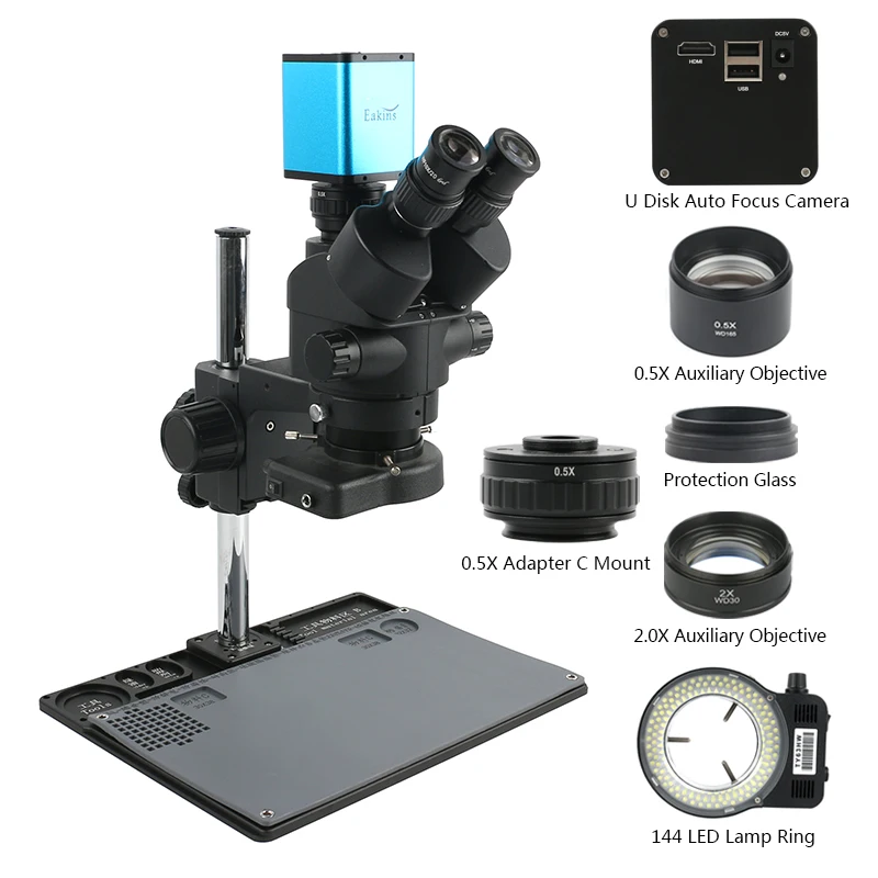 B 3.5X-90X AF Автофокус SONY IMX290 Автофокус Simul-Focal стерео микроскоп industrl тринокулярный микроскоп ремонт телефона пайка - Цвет: B