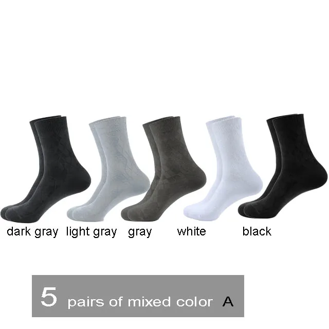 5 MIX COLOR A 10 шт. = 5 пар Осенние теплые мужские хлопковые носки полосатые носки с аргайкой повседневно-деловое платье длинные носки для мужчин подарки sox size39-45 - Цвет: 5 MIX COLOR A