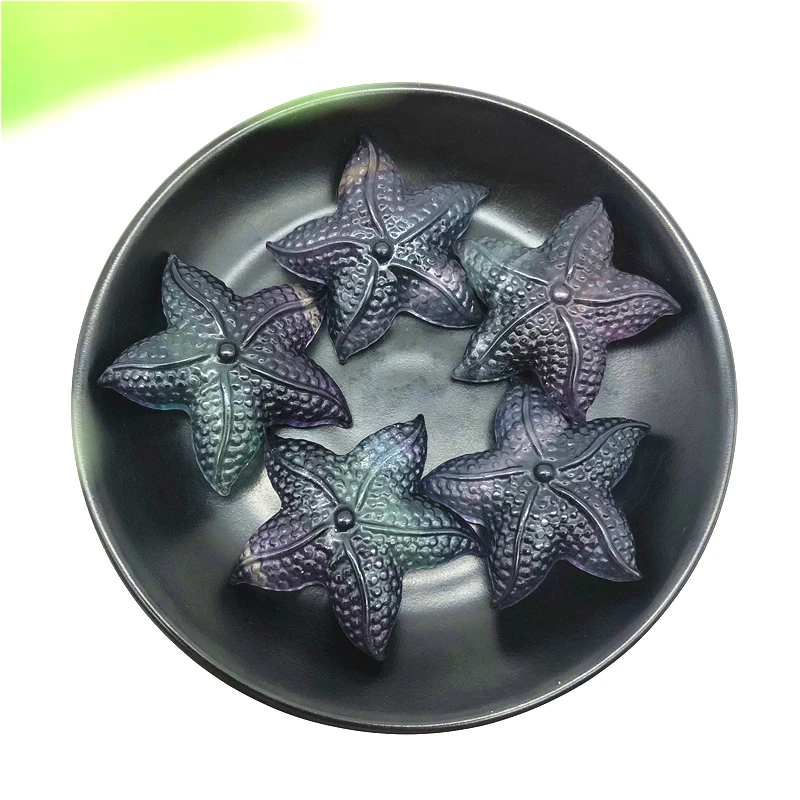 

1PC Natural Beautiful Rainbow Fluorite Starfish Hand Carved Quartz Crystal Healing Crystal Natural Stones and Minerals