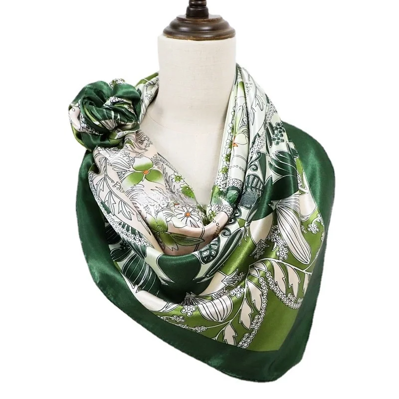 Новинка весна-осень атласный квадратный шарф с принтом 90 см Гладкий