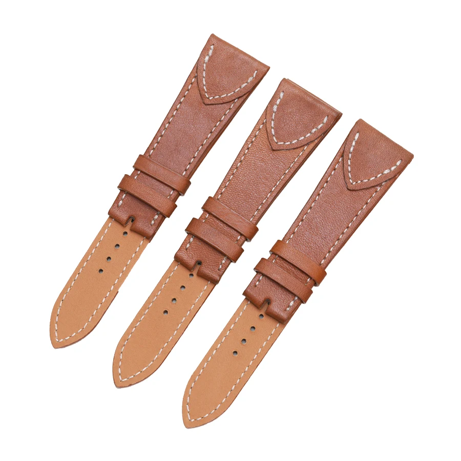 SAUPPO совместим с Hermes AR4.910.220 AR4.910 желтовато-коричневый кожаный ремешок для часов из натуральной кожи с гладкой лицевой поверхностью