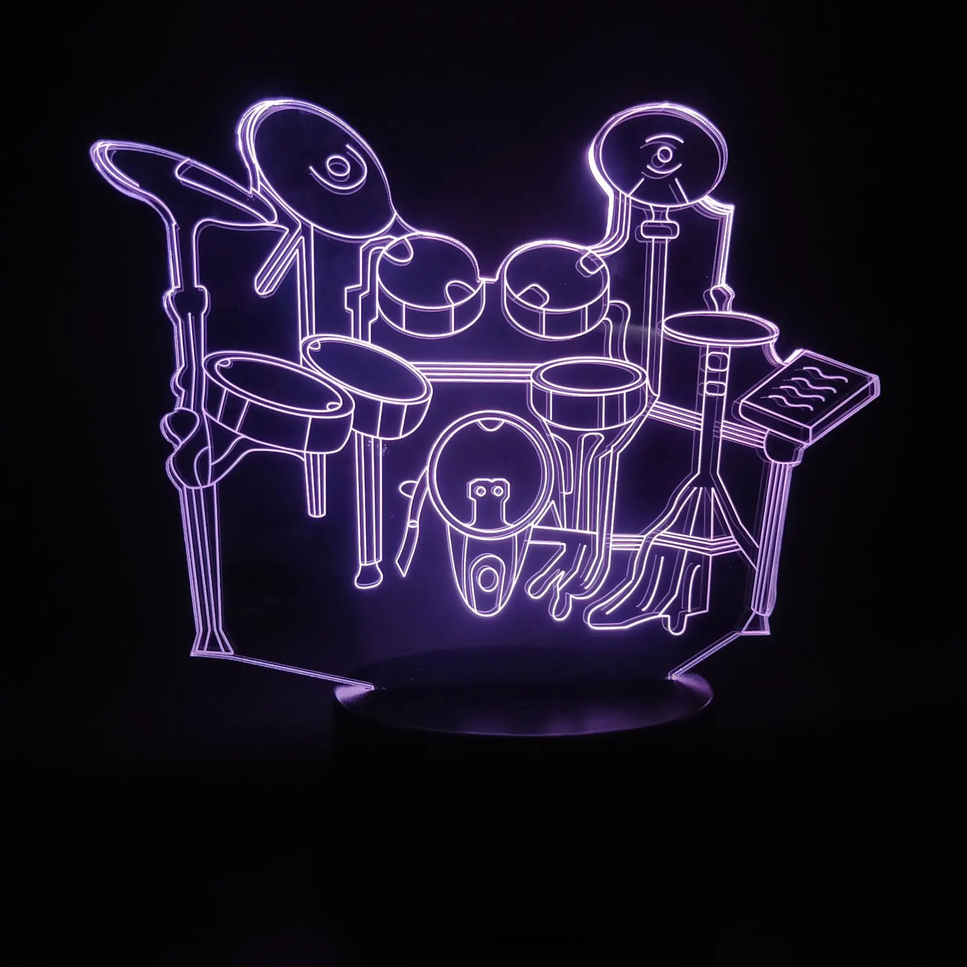 Drum kit 3D Illusion Lamp Christmas Gift Night Light Beside Table Lamp 16 Colors Auto Changing Desk Decoration Lamps Birthday