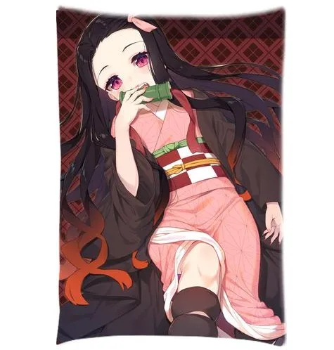 Demon Slayer Kimetsu no Yaiba аниме пледы наволочки персонажи Kamado Nezuko Прямоугольная подушка чехол - Цвет: S2