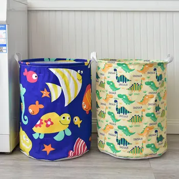 

large size waterproof laundry basket sea anime dinosaur for dirty clothes cotton linen durable toys storage bucket with handle