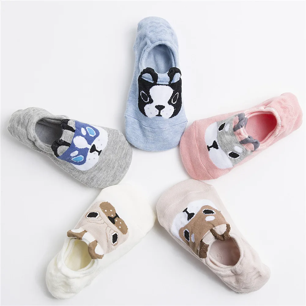 5 пар/лот, летние носки с мультипликационным принтом кота и лисы, носки с милыми животными, забавные короткие женские носки, женские хлопковые носки