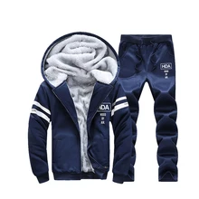 Зимний мужской спортивный костюм плюс вельветовый спортивный костюм теплые толстовки с капюшоном для мужчин утолщенный спортивный костюм из двух предметов Мужской комплект