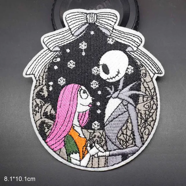 Disney Jack Skellington Iron on Embroidered Cloth The Nightmare Before Christmas Patch For Girl Skirt Purse Clothes Sally Dress 1