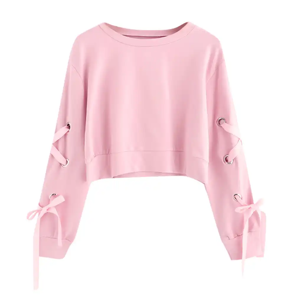 pink lace up hoodie