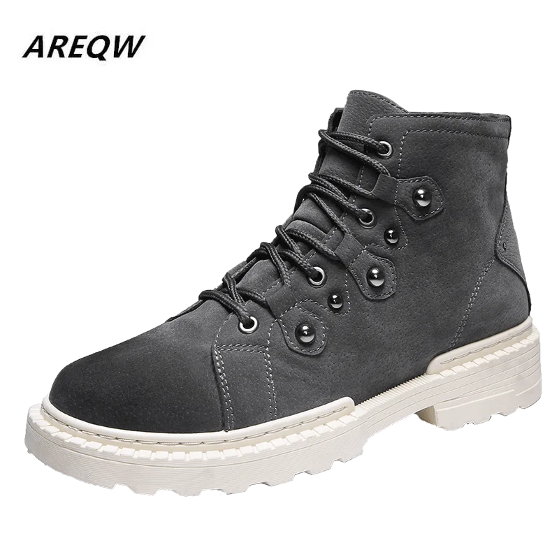 

2019 Autumn and Winter New Men's High-top Flat Solid Color Snow Boots Warm and Comfortable Trend Wild Fashion Men's Boots