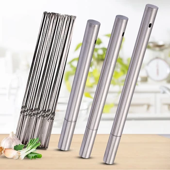 

20pcs Stainless Steel Barbecue Sticks Skewer BBQ Meat String Kebab Kabob Needle 35cm For Kitchen Camping Barbecue Tool