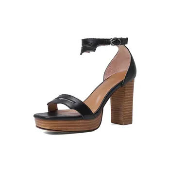 

Summer Shoes Woman 2020 Genuine Leather Elegant Gladiator High Heeled Pumps Fashion Platforms Female Shoes Sandals