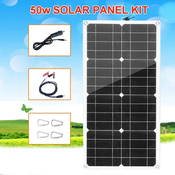 

flexible solar panel 50w 12v battery charger 5v usb output for phone powerbank outdoor camping hiking travel RV boat