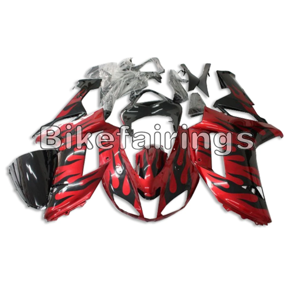 

Deep Red and Black Cowling For Kawasaki 2007 2008 ZX-6R ABS Injection Body Work Bike Casing Complete Silver Red Fairing Kit