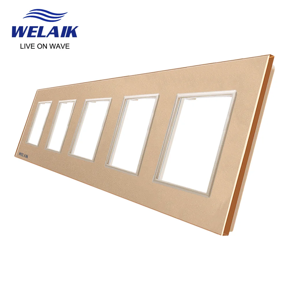 EU 5Frame 364*80mm Wall Socket Outlet Square Hole Crystal Tempered Glass Panel Only DIY Parts A58W1 smart wall switch wall touch switch socket light switch cover switch glass panel