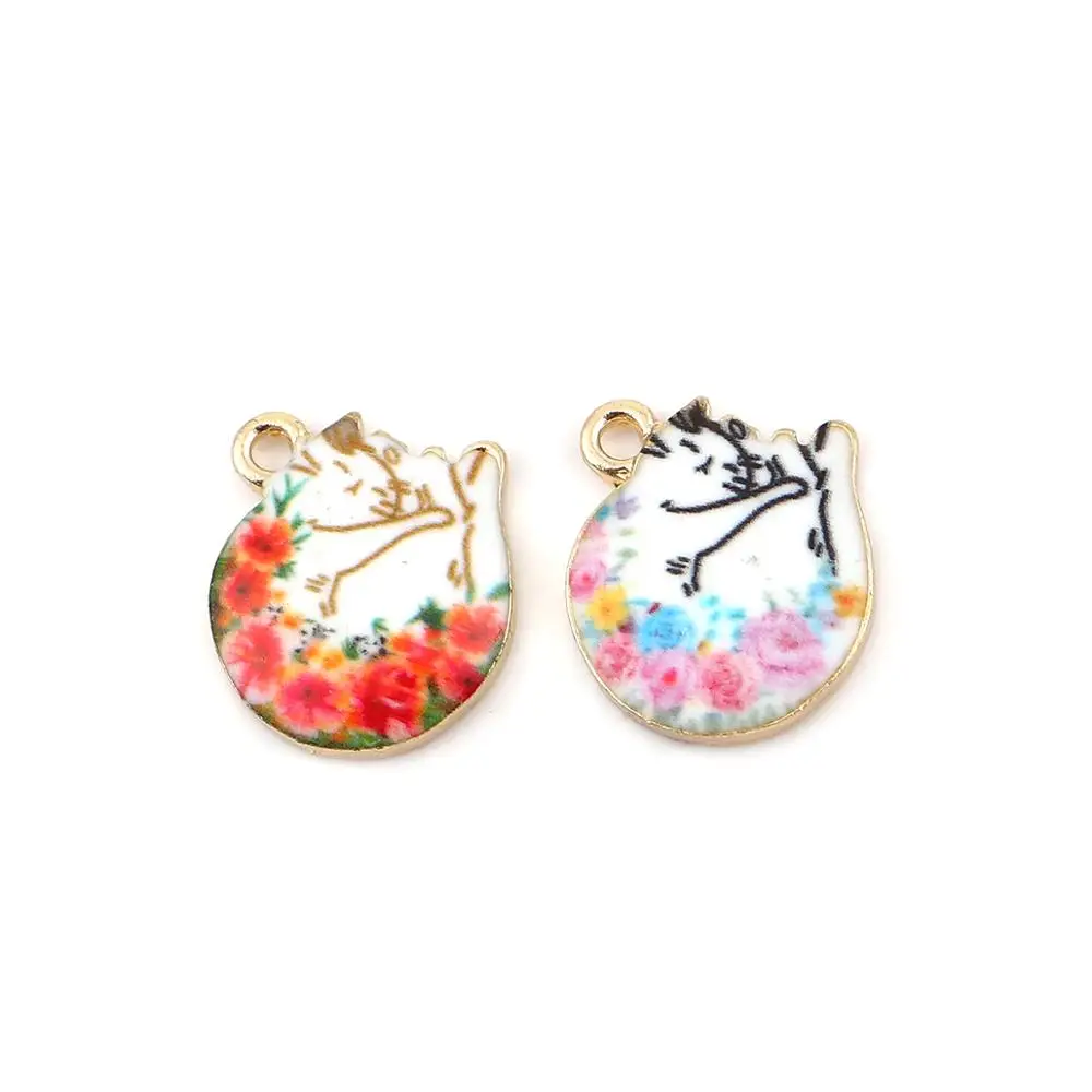 DoreenBeads подвески из цинкового сплава кот животное золотой цвет черный белый и