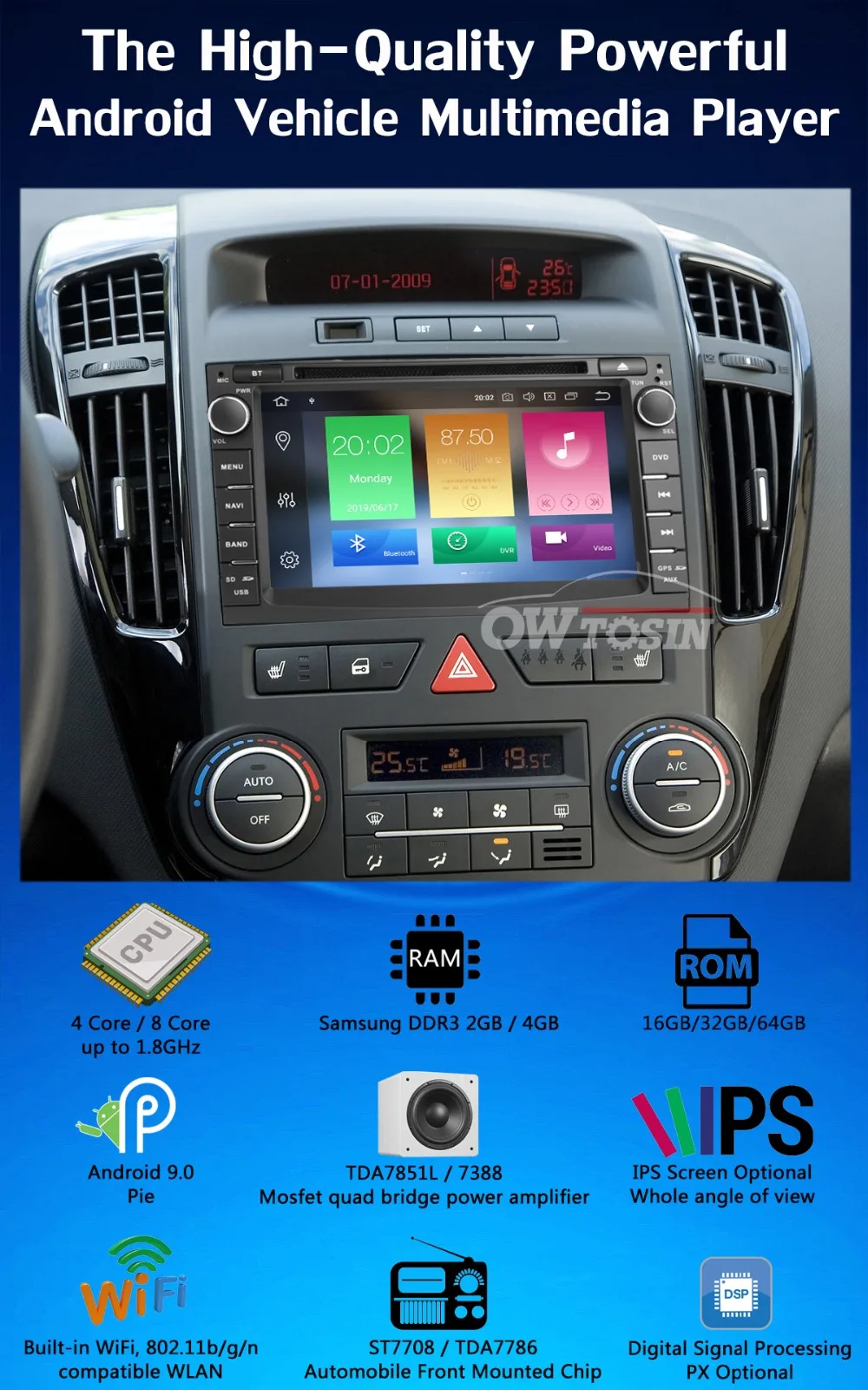 2Din 8 ядерный Android 9,0 PX6 4G+ 64G Автомобильный dvd-плеер для KIA Ceed Venga DSP Авто CarPlay радио gps навигация мультимедиа головное устройство