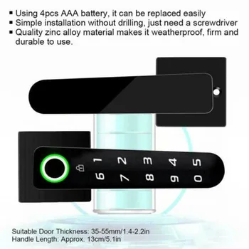 

Zinc Alloy Door Lock Black Fingerprint Biometric Touch Tool Replacement