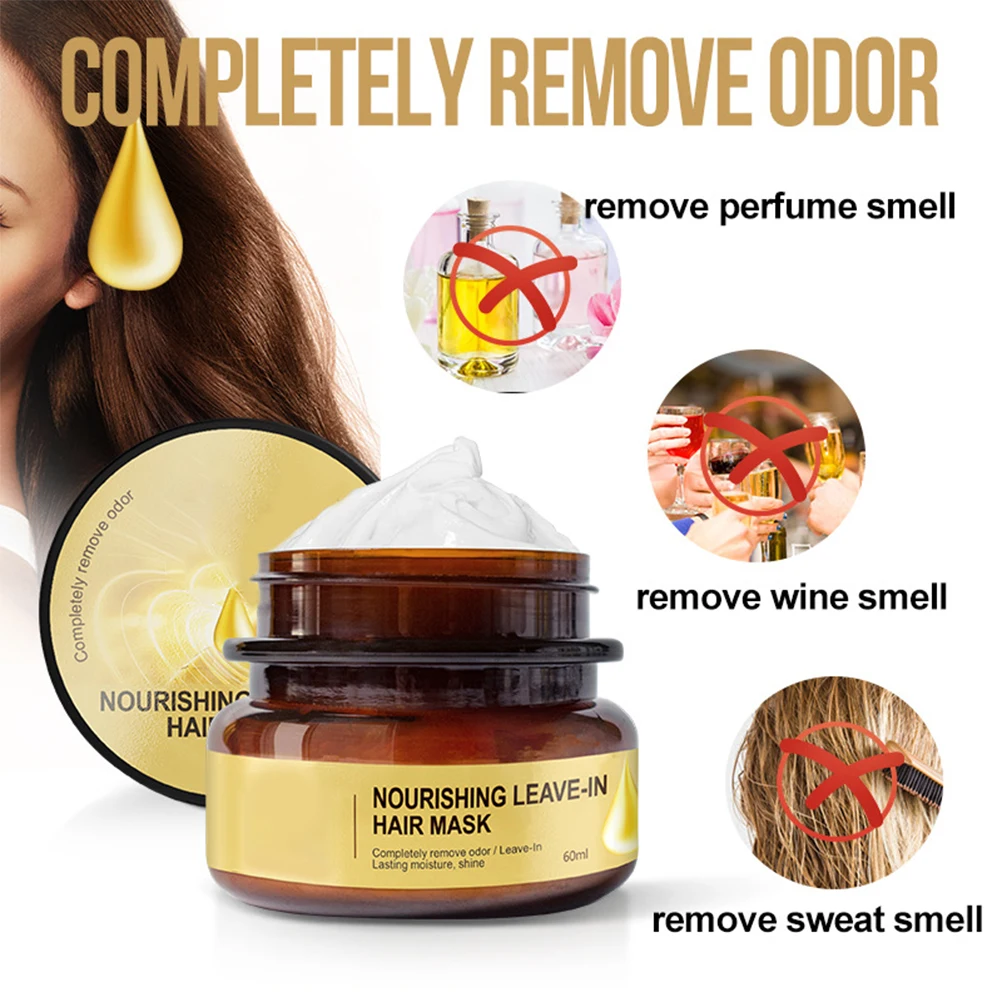 60ml Nourishing Leave-In Hair Mask Completely Remove Odor Lasting Moisture Shine Hair Repairs Frizzy Hair Care Conditioner