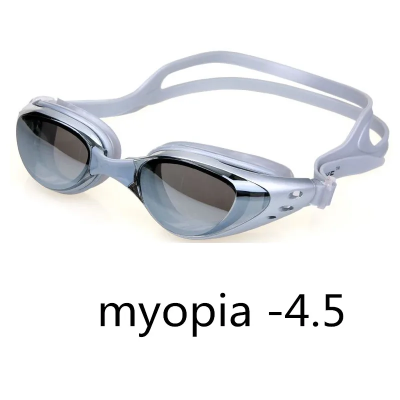 Sliver myopia 450 Профессиональные силиконовые очки для близорукости 200-600, очки для плавания, анти-туман, УФ очки для плавания, мужские и женские диоптрийные спортивные очки - Цвет: Sliver myopia 450