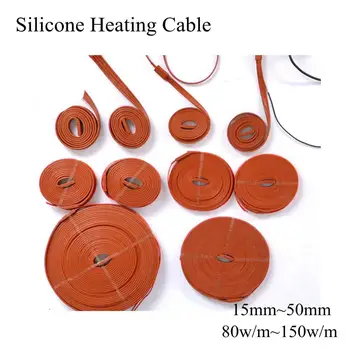 

15mm ~ 50mm 12V 24V 36V 110V 220V Silicone Heating Cable Wire Rubber Heating Belt Wrap Heat Mat Pad Plate Waterproof Water Pipe