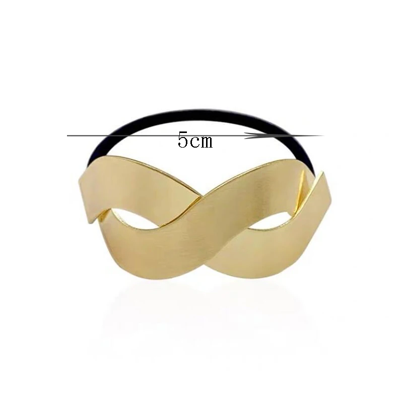 Fashion Women Gold Alloy Hair Ties For Girls Ponytail Holder Pearl Hair Ropes Bands Punk Gothic Letter Hair Accessories