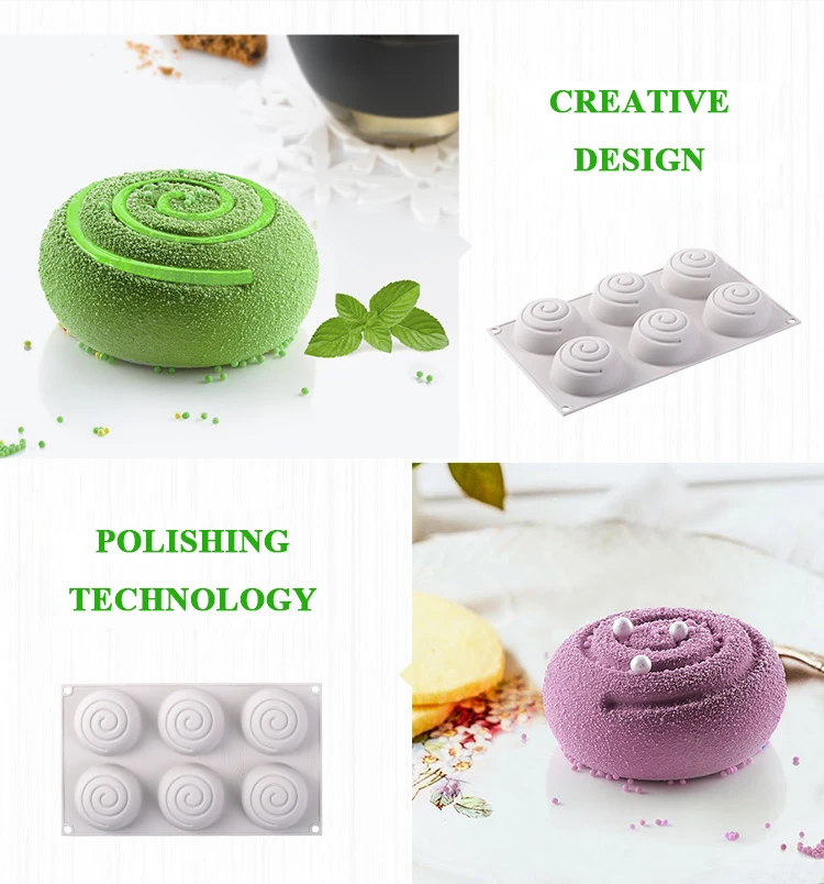 Многоразовая силиконовая форма для торта 3D круглая спираль 6 полостей мусс форма для шоколадного торта Мыло ручной работы формы DIY ремесло Инструменты для выпечки