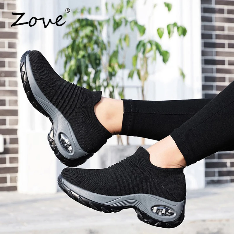 Женские кроссовки на плоской подошве ZOVE сезон осень дышащие сетчатые платформе