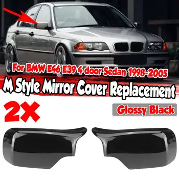 

M3 Sytle Car Side Door Rear View Mirror Cover Cap Replacement For BMW E46 E39 1998-2005 4Dr 51168238375 51168238376 Mirror Cover