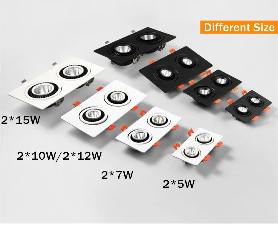 Двойная голова светодиодный потолочное утопленное пятно светильник 24 Вт 20 Вт 10 Вт встраиваемый светильник 360 градусов вращение Точечный светильник ing для кухни спальни