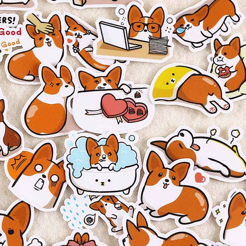 Fashion 39pcs/set Creative Cute Self-made Corgi Dog Cute Dog Scrapbooking Decorative Stickers