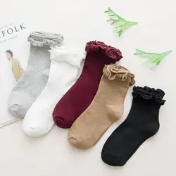 Arherigele хлопковые короткие носки для Для женщин для принцессы, кружевное, с оборкой, милые носки в ретро-стиле с оборками для девочек женские