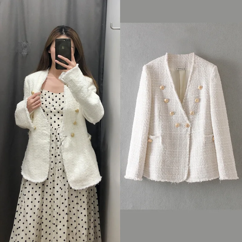 

Small Wind Double Buckle Soft Suit-dress Season Suit Loose Coat Jacket Wool