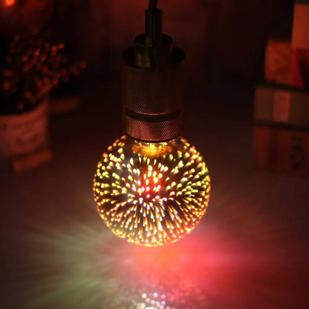 

TIANFAN Led Bulbs 3D Firework G95 Sliver Globe Light Bulb Holiday Decorative Led Light Edison Bulb 4Watts AC85-265V