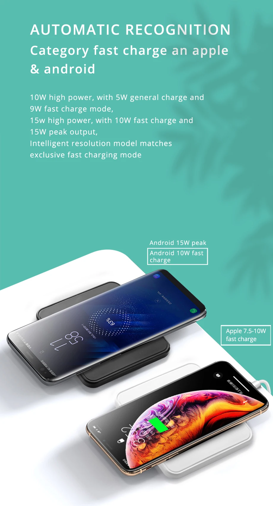 Bonola 10W Qi Wireless Charger RIntelligent Recognition Fast Wireless Charging Stand Pad for XiaomiHuaweiSamsungiPhone Holder (11)