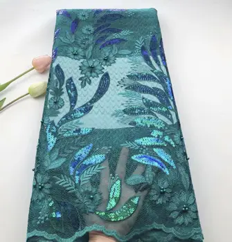 

High Quality French Net Lace Fabric With Sequins Tulle Lace Fabric For Wedding 5 yards/lot