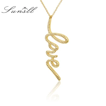 

SUNSLL New arrival copper pendant zircon letter necklace for women wedding party fashion love jewelry sweet girl chain gifts