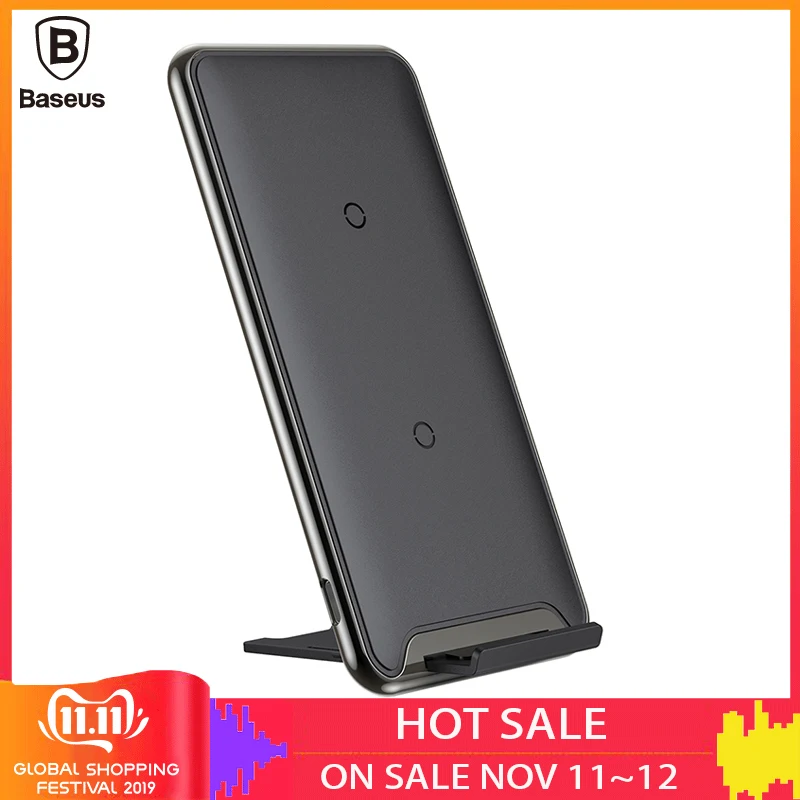 Vente Chargeur sans fil Baseus Qi 10W 3 bobines chargeur de charge rapide pour iPhone X Samsung Galaxy S9 support de chargeur de téléphone portable pour téléphone