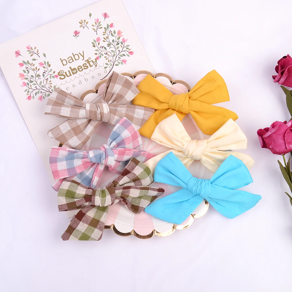 2 шт./лот 5 дюймовый бант из хлопковой ткани с клипсой Детские эксклюзивные