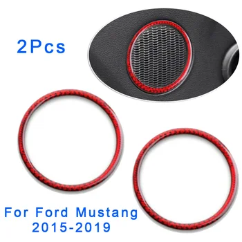 

For Ford Mustang 2015-2019 Door Speaker Panel Cover Carbon Fiber 2Pcs set