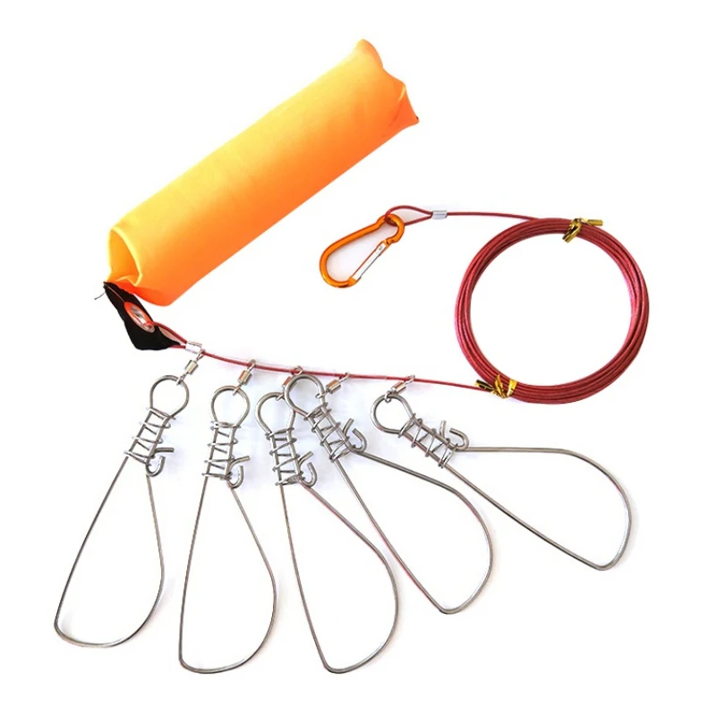 

Fish Lock Stick Stringer Portable Stainless Steel Buckle Fish 5M 5 Lock Lure Tackle Tool With Float Live Fish Lock Belt Tools