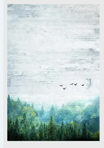 Лес скандинавский плакат картина птица настенные картины для гостиной абстрактная настенная живопись на холсте горные плакаты и принты - Цвет: B