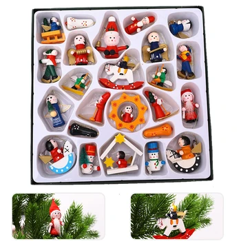 

24PCS Christmas Wooden Ornament Wood Hanging Pendants Chrismas Party Decorations Chrismas Tree Puppets Kid Toy New Year Gifts