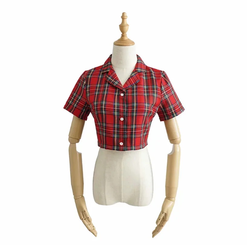 ladies white shirt Korean style crop top womens tops ladies plaid shirts women button up shirts short sleeve blouses women plaid tops kawaii women's shirts & tops