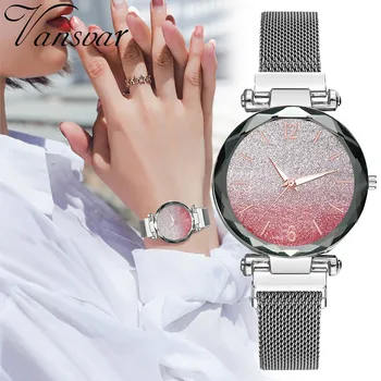 

Women Romantic Starry Sky Wrist Watch Sleek Minimalist Gold Frosted Stainless Steel Ladies Quartz Wrist Watches Relogio Feminino