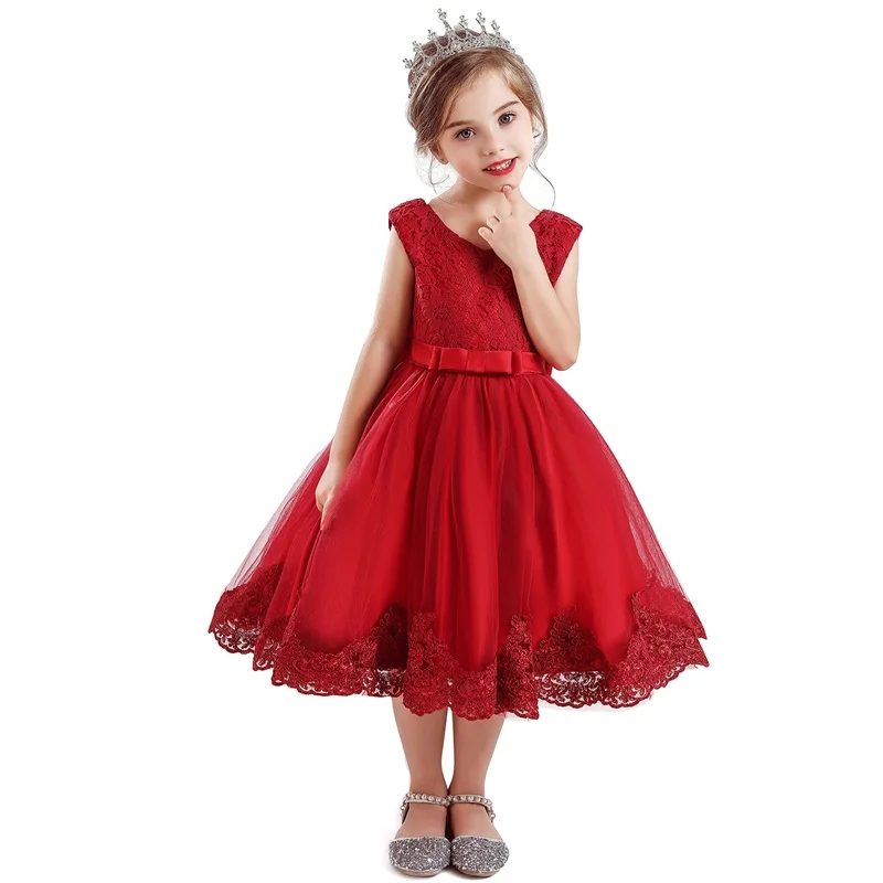 Милое платье для маленьких девочек Новогоднее красное рождественское праздничное платье элегантное платье принцессы Свадебное платье на день рождения для малыша Бальные платья для девочек